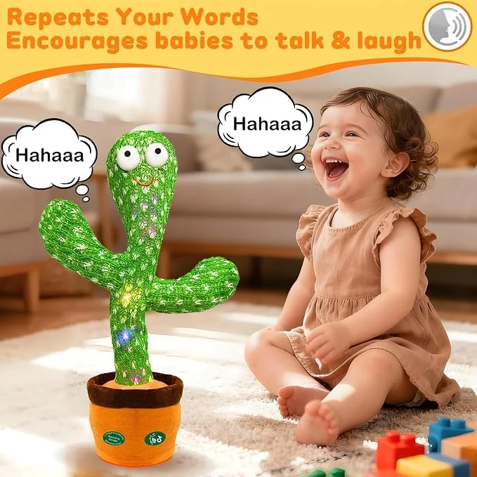 Hunfur Dancing Mimicking Talking Cactus Toy,Funny Gift for Toddler 1 2 3 Year Old Boy Girl,Singing Record Repeat What You Say Light Up Baby Infant Toys 6-12 12-18 Months — Image 5