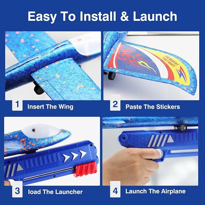 Airplane Launcher Toys, 2 Flight Mode Glider Plane,Kids Flying Toy,3 4 5 6 7 8 9 10 11 12 Year Old Boys Girls Gifts,Outdoor Sport Party Favor — Image 4