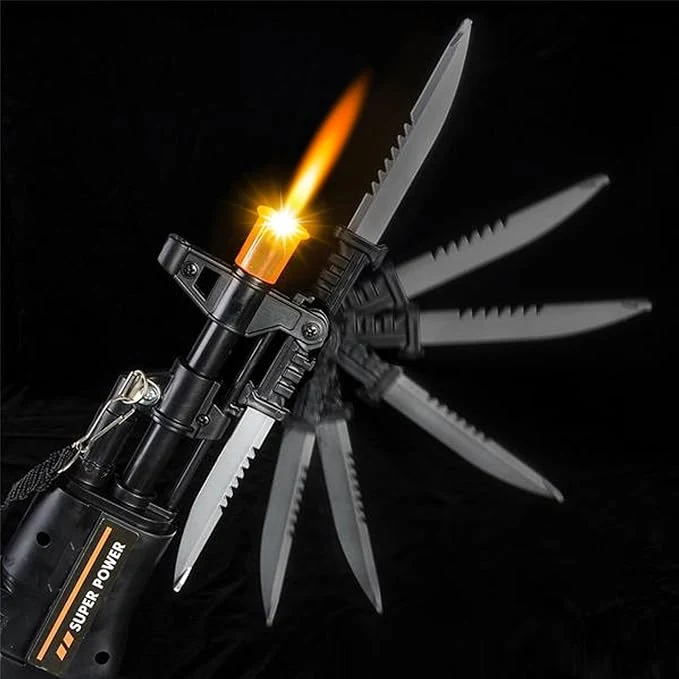 ArtCreativity Light Up Toy Machine Gun with Folding Bayonet by , Cool LED, Sound and Vibration Effects, 16" Pretend Play Military Submachine Pistol, Batteries Included, Great Gift for Boys and Girls — Image 4