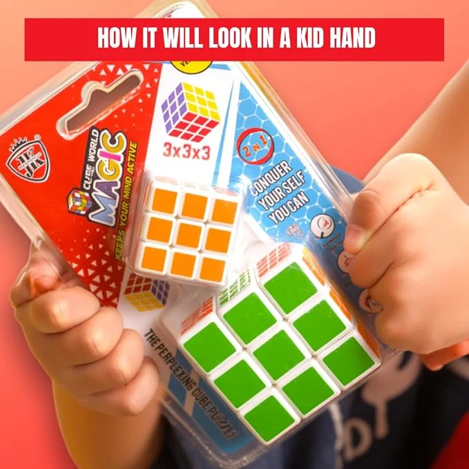 (Combo of 2) 3x3 Speed Cube Stickerless Magic Puzzle | Beginner Speedcube for Kids & Adults | Fast Turning Magic Cube Puzzle Toy | Puzzle Cube Gift for Kids | Stress Relief Puzzle Cube Toy | Rubix