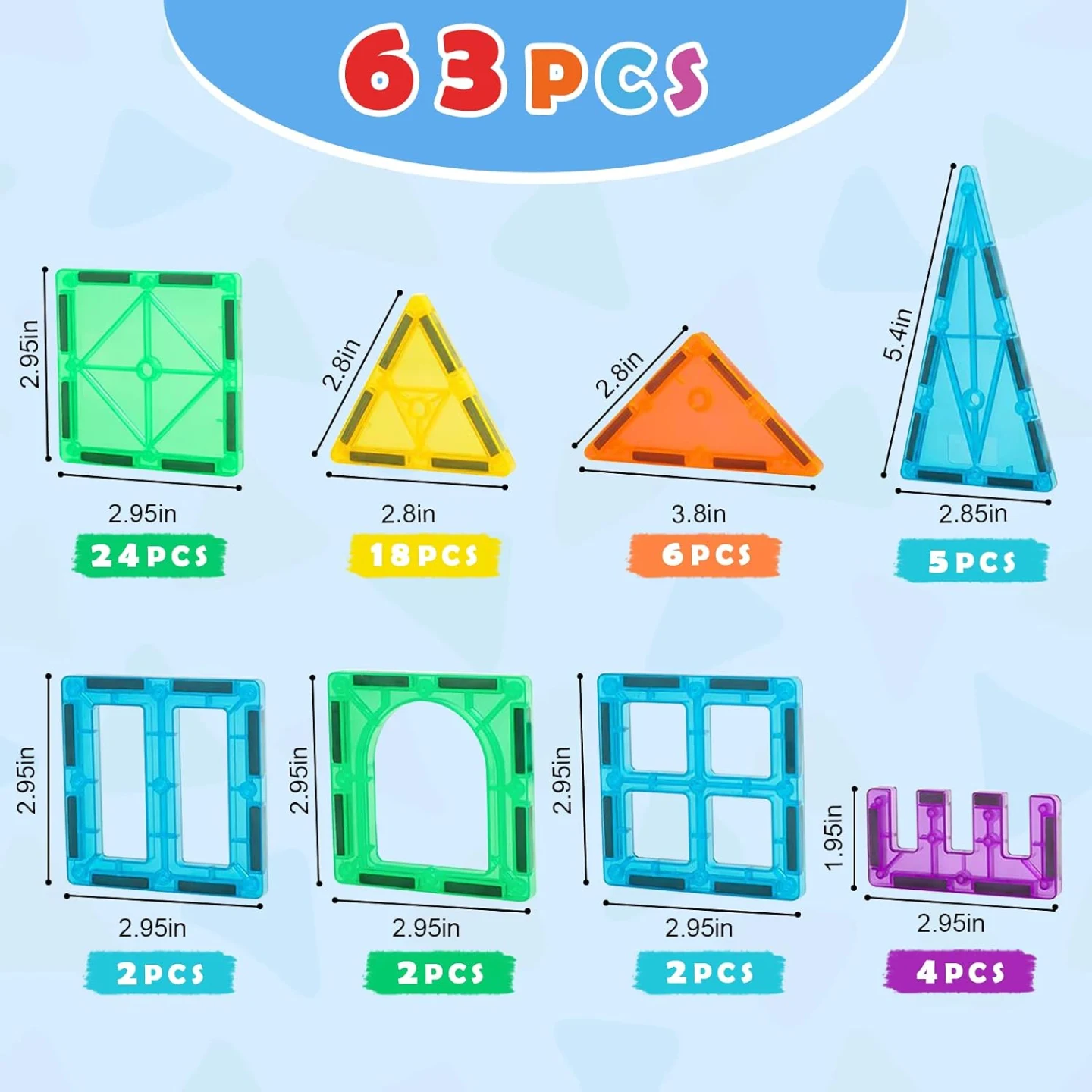 Magnetic Tiles Building Blocks, Magnet Toys for Kids, STEM Approved Educational Toys,3D Magnet Puzzles Stacking Blocks for Boys Girls,28 PCS Classic Set — Image 4