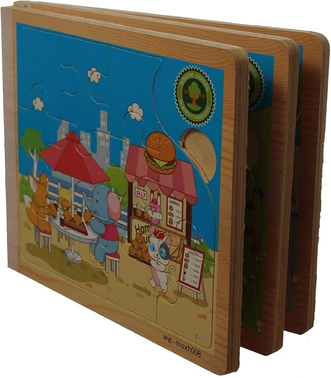 Wooden Puzzle Book For Unisex, Multi Colors — Image 2