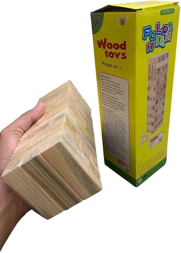 Tower Wood Block Stacking Game Building Blocks for Kids, Adults, and Family Fun, Ages 3 and Up, Toys and Games Number Match Playset