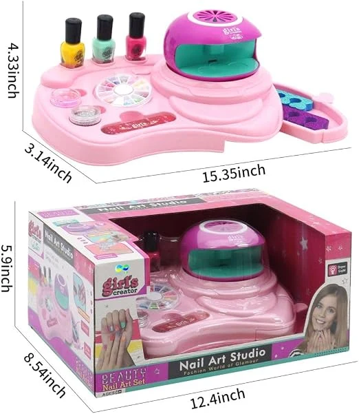 Nail Art Studio Beauty Nail Art Set Gift for Girls Healthy Non-Toxic Tasteless Fashion Dryer Light — Image 4