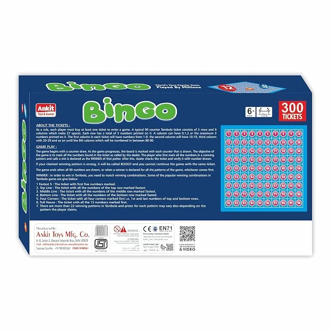 Ankit Toys & Games Classic Bingo Game with 300 Tickets, Complete Family Entertainment Strategy Game for Age 6 Years to 99 Years, Also Known Tambola, Housie, Lotto — Image 3