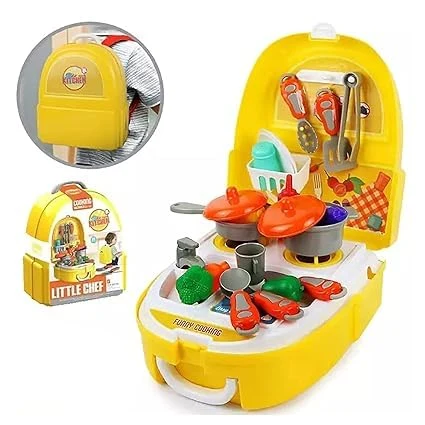DD WORLD 2-in-1 Kitchen Backpack Toy Set – Pretend Play Cooking Set with Carry Case for Girls, Includes Utensils & Food Accessories (Multicolor) — Image 2