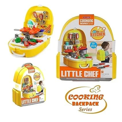 DD WORLD 2-in-1 Kitchen Backpack Toy Set – Pretend Play Cooking Set with Carry Case for Girls, Includes Utensils & Food Accessories (Multicolor) — Image 3