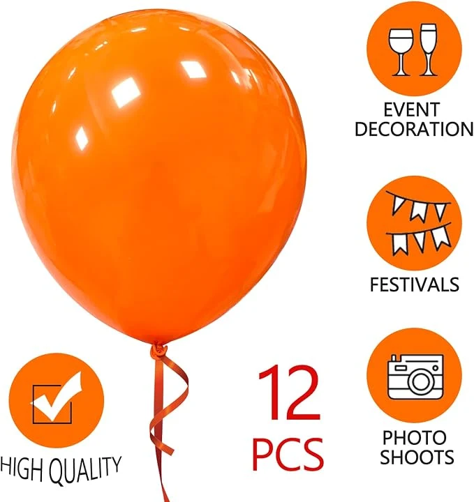 18 Inch Orange Balloons 12 Pack Large Latex Party Balloons Round Helium Balloon for Halloween Birthday Party Anniversary Festival Party Decorations (Orange Balloons 18 inch) — Image 2
