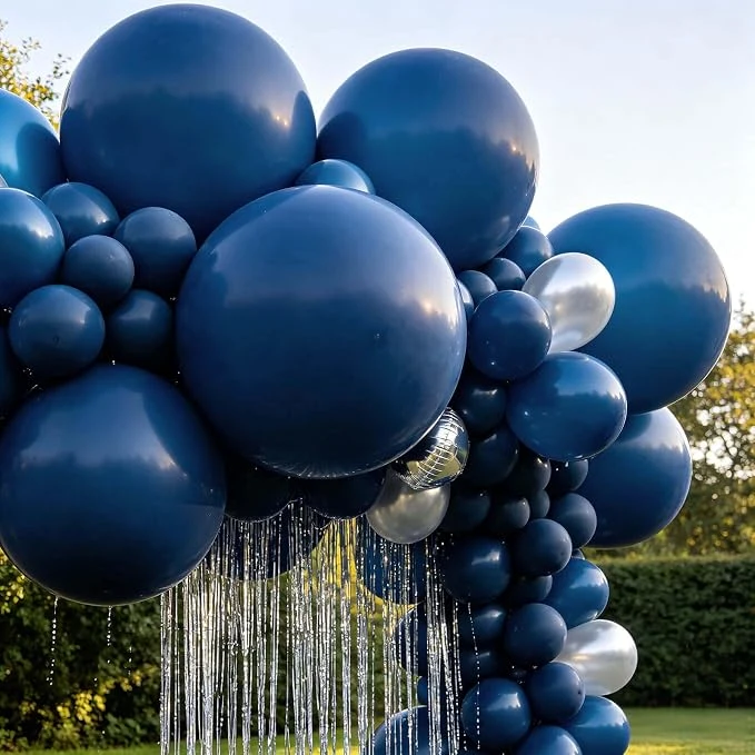 ASIYUHY 18 Inch Navy Blue Balloons 12 Pack Big Dark Blue Balloons Thick Latex Large Round Party Balloon for Birthday Graduation Wedding Party Decorations — Image 3