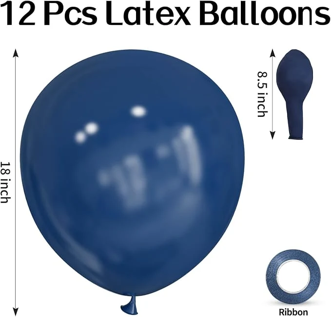 ASIYUHY 18 Inch Navy Blue Balloons 12 Pack Big Dark Blue Balloons Thick Latex Large Round Party Balloon for Birthday Graduation Wedding Party Decorations — Image 4