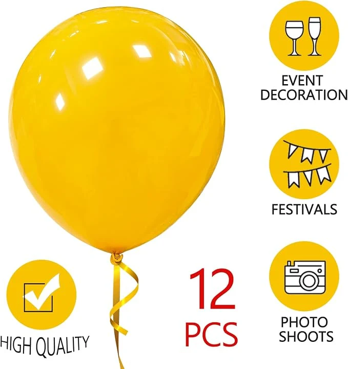 ASIYUHY 18 Inch Yellow Balloons 12 Pack Large Latex Party Balloons Thick Latex Yellow Round Helium Balloon for Wedding Birthday Party Baby Shower Engagement Party Decorations — Image 2