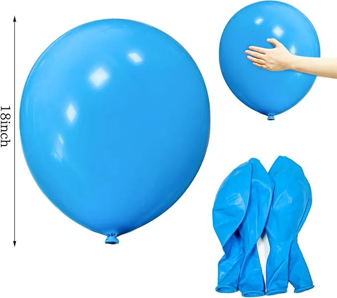 ASIYUHY 18 Inch Blue Balloons 12 Pack Large Latex Party Balloons Round Helium Balloon for Christmas Wedding Birthday Party Baby Shower Anniversary Festival Party Decorations (Blue Balloon 18 inch) — Image 4