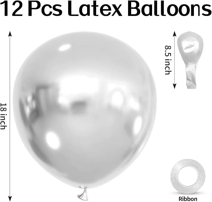 18 Inch Metallic Silver Balloons 100 Pack Big Balloons Thick Latex Large Silver Balloon Chrome Silver Round Party Balloon for Birthday New Year Wedding Party Decorations — Image 2