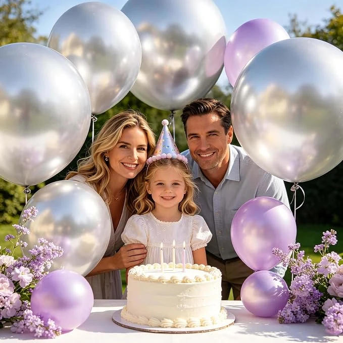 18 Inch Metallic Silver Balloons 100 Pack Big Balloons Thick Latex Large Silver Balloon Chrome Silver Round Party Balloon for Birthday New Year Wedding Party Decorations — Image 3