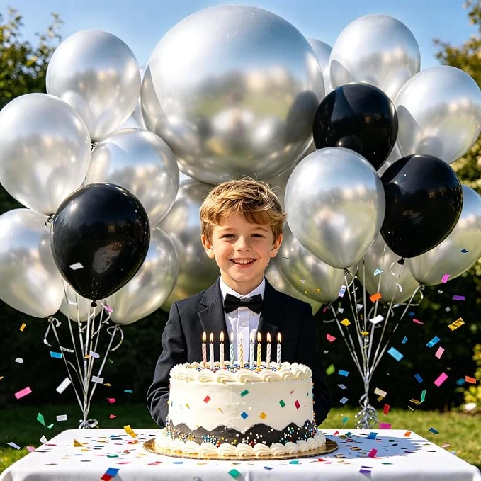 18 Inch Metallic Silver Balloons 100 Pack Big Balloons Thick Latex Large Silver Balloon Chrome Silver Round Party Balloon for Birthday New Year Wedding Party Decorations — Image 4
