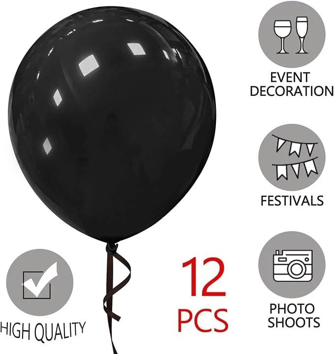100 Pack 18 Inch Black Balloons - Round Latex Party Balloons for Birthday, Halloween, Christmas & More (Black Balloons 18 inch)
