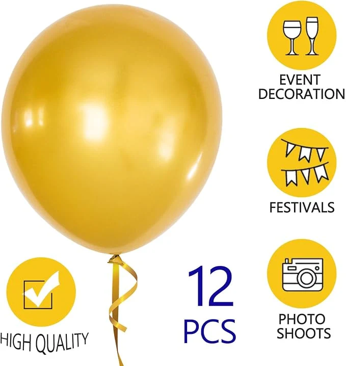 Metallic Gold Balloons 18 inch 100 Pack Chrome Golden Large Latex Balloon Round Helium Balloon for Christmas Wedding Birthday Party Baby Shower Anniversary Festival Party Decorations