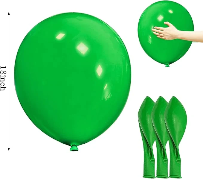 Green Balloons 18 Inch 100 Pack Large Latex Party Balloons Round Helium Balloon for Jungle Safari Birthday Party Christmas Festival Party Decorations (Green Balloons 18 inch) — Image 3