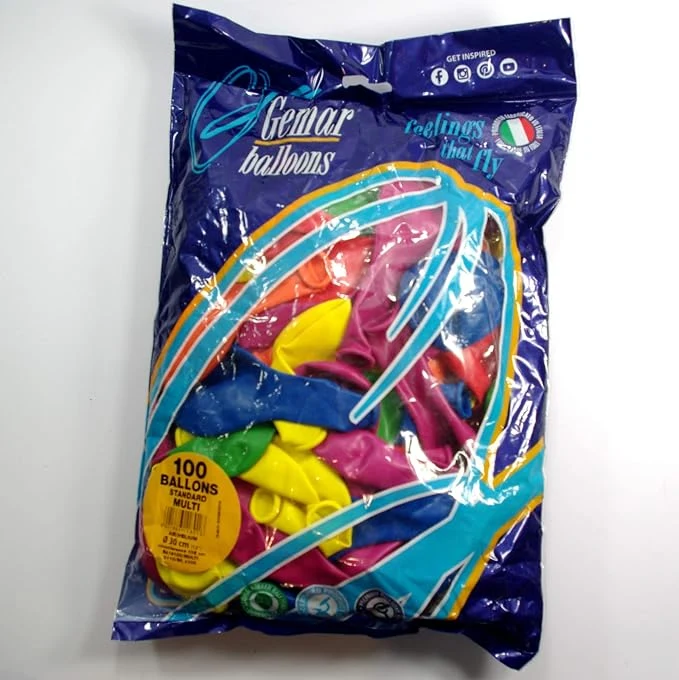 Gemar Standard Latex Balloon 100-Pieces, 12-inch Size, Assorted — Image 2