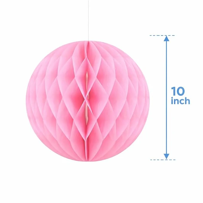 Pink Honeycomb Paper Ball Decorations 10 Inch Hanging Honeycomb Balls for Birthday Party Decoration, Baby Shower & Event Ceiling Decor, Reusable Foldable Paper Hanging Decorations – Pack of 3 — Image 3