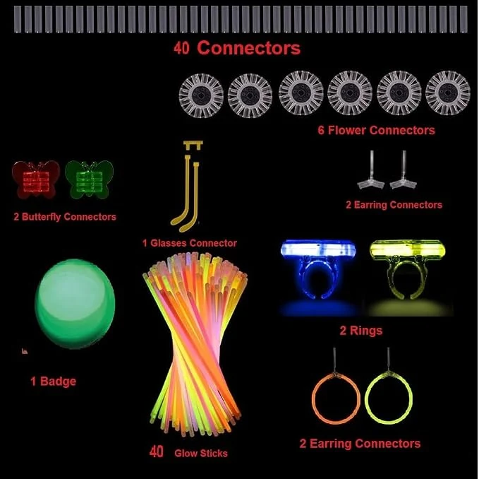 Chocozone Light up Toys 56pc Party Pack Glowsticks Mixed Colors Party Favors for Kids Birthdays Toys for Boys Girls