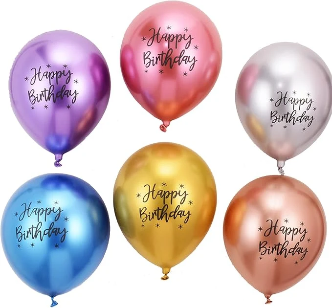 Happy Birthday Colourful Metallic Balloons, 13 Pieces Colourful Balloons Metallic Decoration for Birthday Party Children's Birthday Happy Birthday Decoration — Image 2