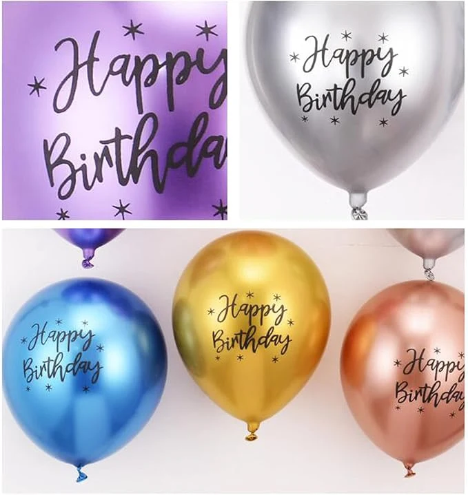 Happy Birthday Colourful Metallic Balloons, 13 Pieces Colourful Balloons Metallic Decoration for Birthday Party Children's Birthday Happy Birthday Decoration — Image 3