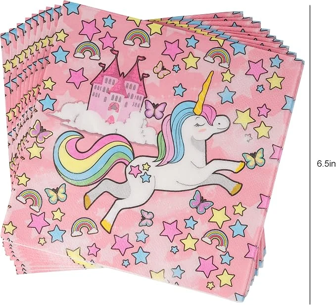 Party decorations Set - Piece Party Supplies Kit with Banner, unicorn plates, Cups, Napkins, Tablecloth - Serves , Perfect for Birthday Parties and Themed Celebrations — Image 3
