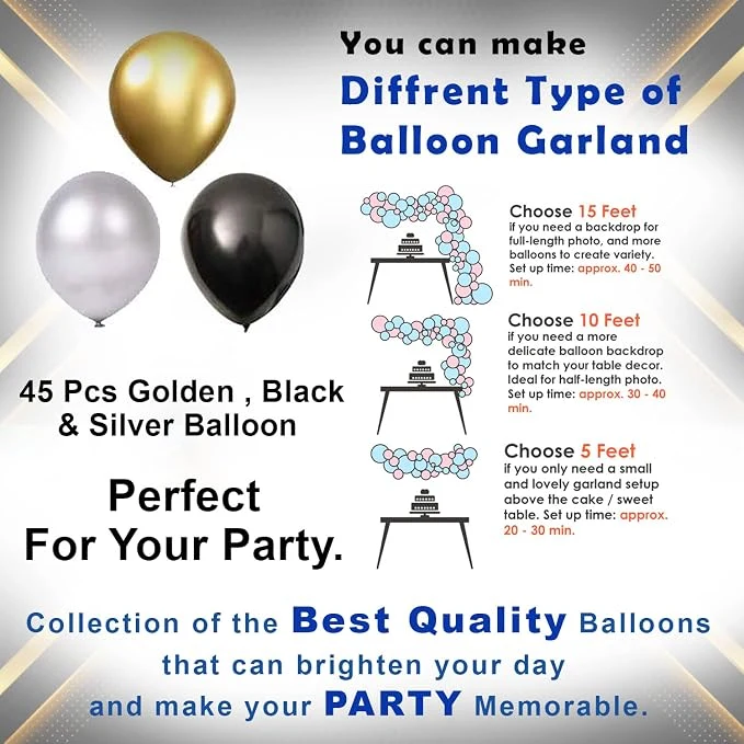 Party Propz Happy Birthday Balloons Decoration Kit 59 Pcs Set for Husband Kids Boys Balloons Decorations Items Combo with Helium Letters Foil Balloon Banner (cardstock), Latex Metallic Balloons — Image 2