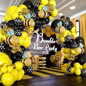 Yellow and Black Balloons for Bumble Bee Party – What Will It Bee Gender Reveal, Honey Bee Baby Shower, Bee Birthday Party Decorations & Supplies