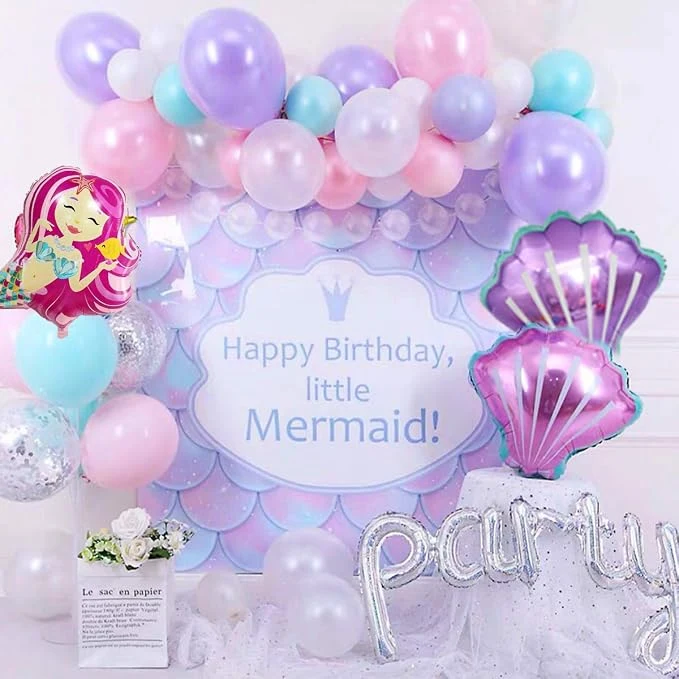 Mermaid Birthday Decoration, Mermaid Theme Party Decoration, Birthday Decoration, Mermaid Balloon Set, Birthday Decoration Girl Mermaid Balloon — Image 5
