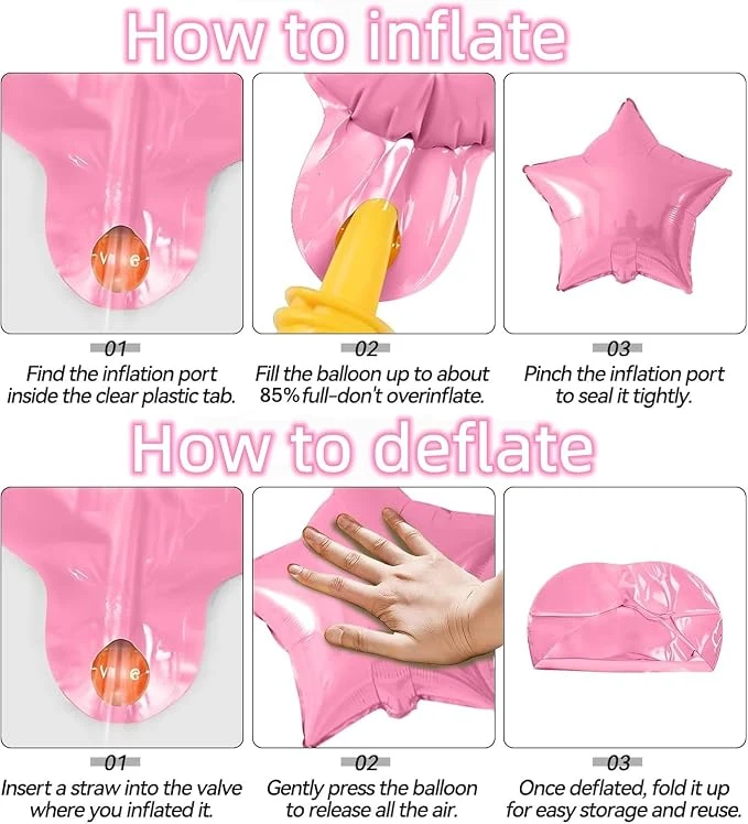 Birthday Decorations for Girls, 4 year old Girl Birthday Party Supplies with Happy Birthday Banner, Foil Balloons, Heart and Star Balloons, Cake Topper — Image 3
