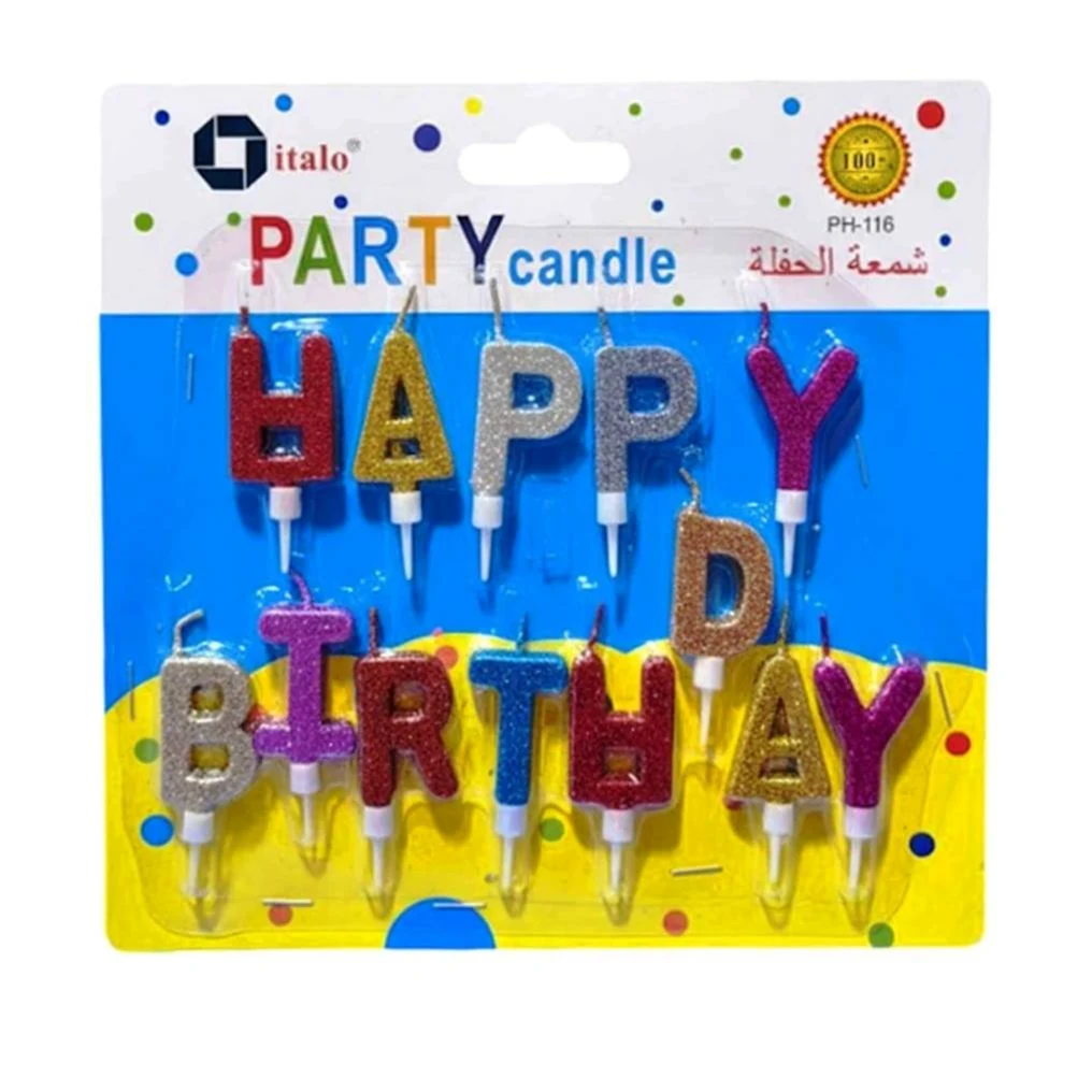 Happy Birthday Metallic Candle Assorted