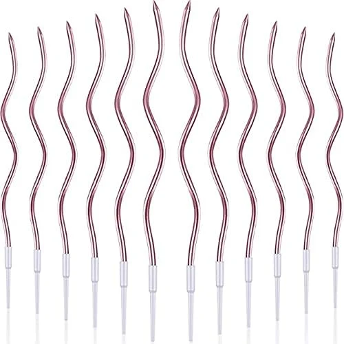 Twisted Metallic Spiral Birthday Candles for Cake and Cupcake – Long and Thin Screw for Party Weddings