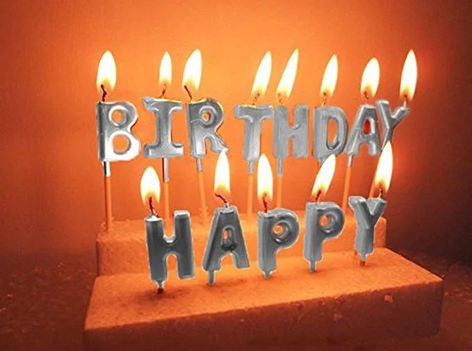 Happy Birthday Candles Letter Candles Happy Birthday Candle for Birthday Theme Silver