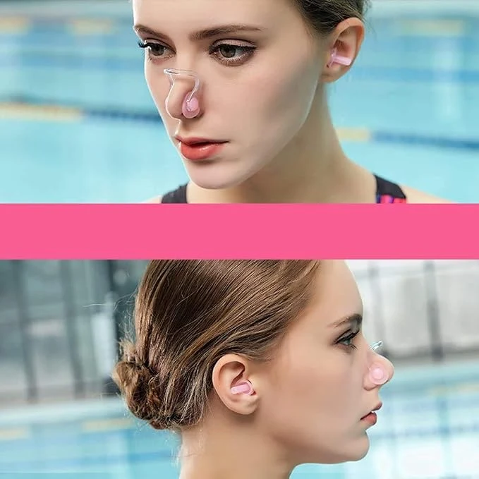 Swimming Nose Clips and Earplugs Set, 1 Pair Soft Silicone Ear Plugs and 1 Pcs Nose Protector Clip for Swimming, Swim Protector for Kids, Children and Adults, Beginners Training and Competitions — Image 2