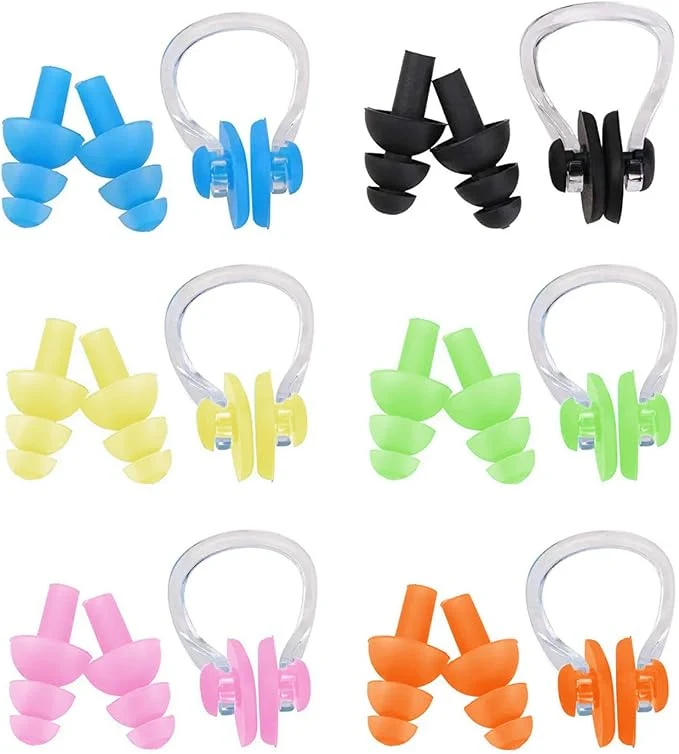 Swimming Nose Clips and Earplugs Set, 1 Pair Soft Silicone Ear Plugs and 1 Pcs Nose Protector Clip for Swimming, Swim Protector for Kids, Children and Adults, Beginners Training and Competitions — Image 3