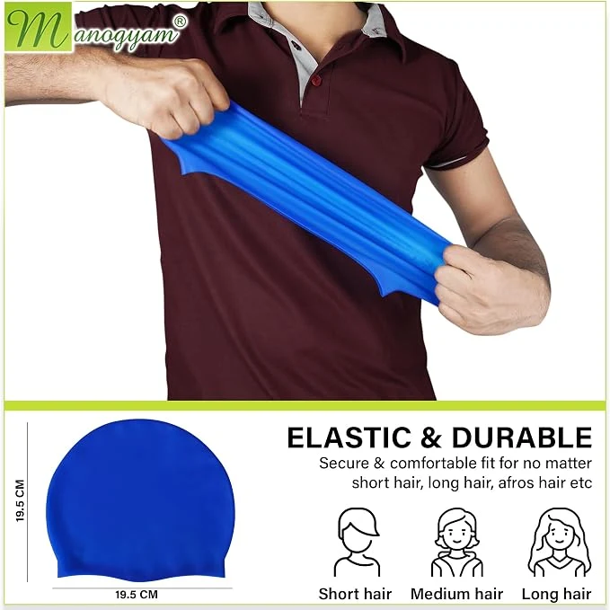 Swimming Cap | Cover Head for Waterpark | Waterproof Silicone Swim Cap Suitable for Long & Hair | Sports Water Activity Goggles Fully Adjustable Ideal for All Age Group — Image 4