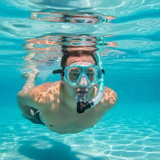 Anti-Fog Diving Mask with Dry Top Snorkel – Leakproof Silicone Skirt – Tempered Glass Lens