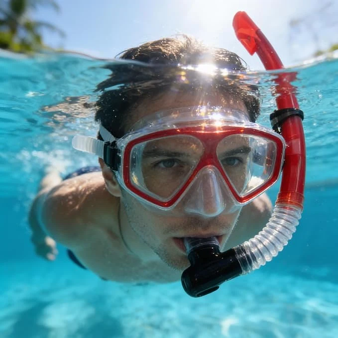 Anti-Fog Diving Mask with Dry Top Snorkel – Leakproof Silicone Skirt – Tempered Glass Lens — Image 5