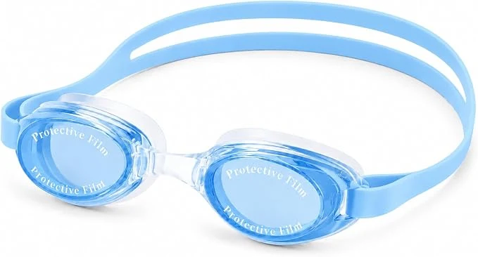 High Material Swimming Goggles For Kids with Tinted Lenses, Silicone Strap, Ear Plugs, and Cover