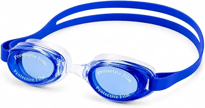High Material Swimming Goggles For Kids with Tinted Lenses, Silicone Strap, Ear Plugs, and Cover