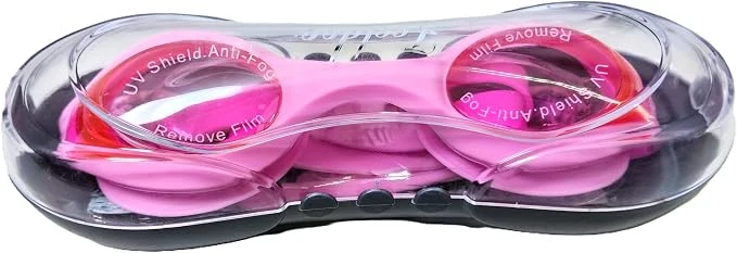 High Material Swimming Goggles For Kids with Tinted Lenses, Silicone Strap, Ear Plugs, and Cover