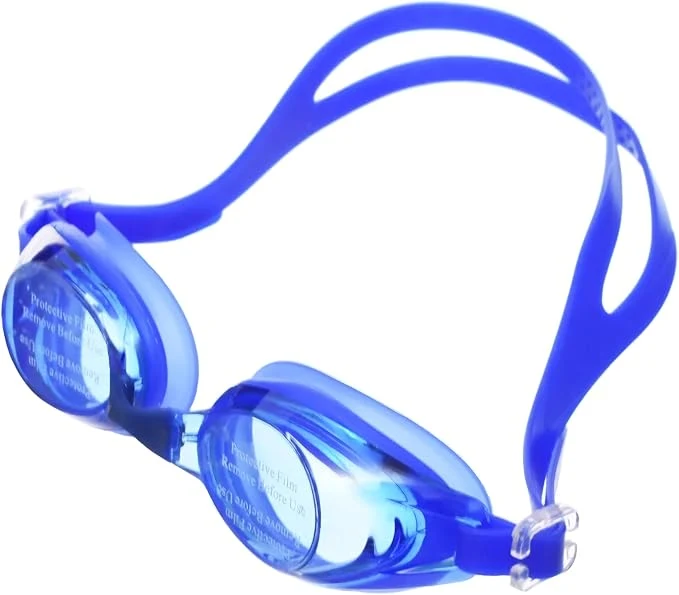 High Material Swimming Goggles For Kids with Tinted Lenses, Silicone Strap, Ear Plugs, and Cover