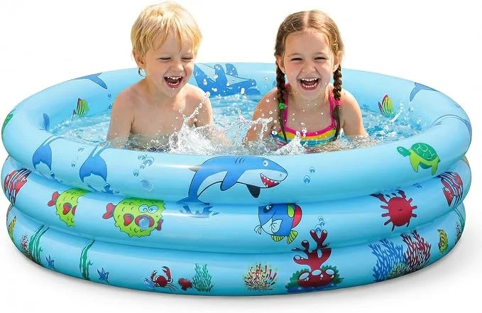Children's Pool, Baby Pool, 90 cm, Children's Above Ground Pool, Inflatable Baby Pool, Round Swimming Pool, Children's Swimming Pool with Inflatable Safety Base with Free Air Pump