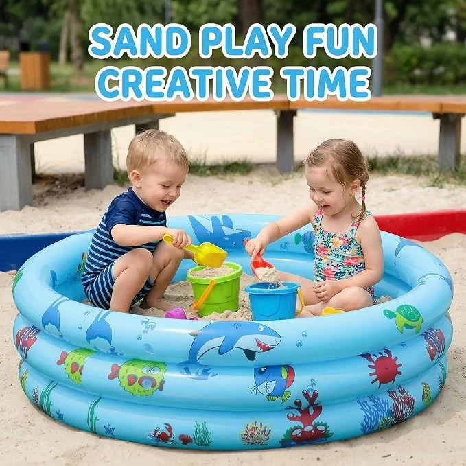 Children's Pool, Baby Pool, 90 cm, Children's Above Ground Pool, Inflatable Baby Pool, Round Swimming Pool, Children's Swimming Pool with Inflatable Safety Base with Free Air Pump — Image 2