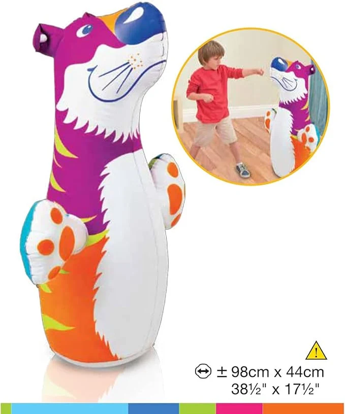 Hit Me Inflated Toy for Kids Inflatable Tiger Toy Water Filled Base BOP for Toddlers PVC Punching Bag for Kids (Multi)