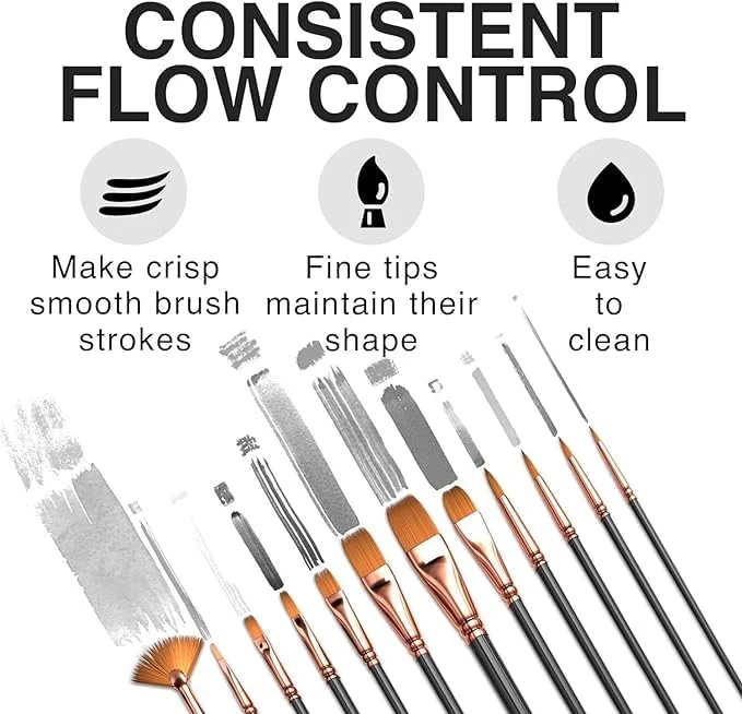 Premium Handmade Artist Painting Brushes for Acrylic,Watercolor, Fabric and for Multipurpose — Image 3