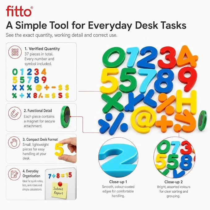FITTO Magnetic Numbers and Symbols, 37-Piece Learning Set — Image 2