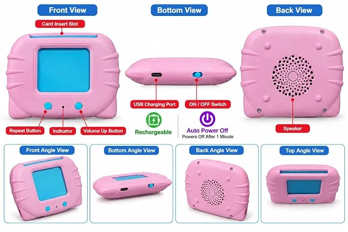 Happy World Interactive Talking Flash Card Learning Toy for Kids Ages 2-5, Electronic Word Learning Card Reader with 112 Double-Sided Cards, 224 Words, Audio Educational Toy for Toddlers — Image 3